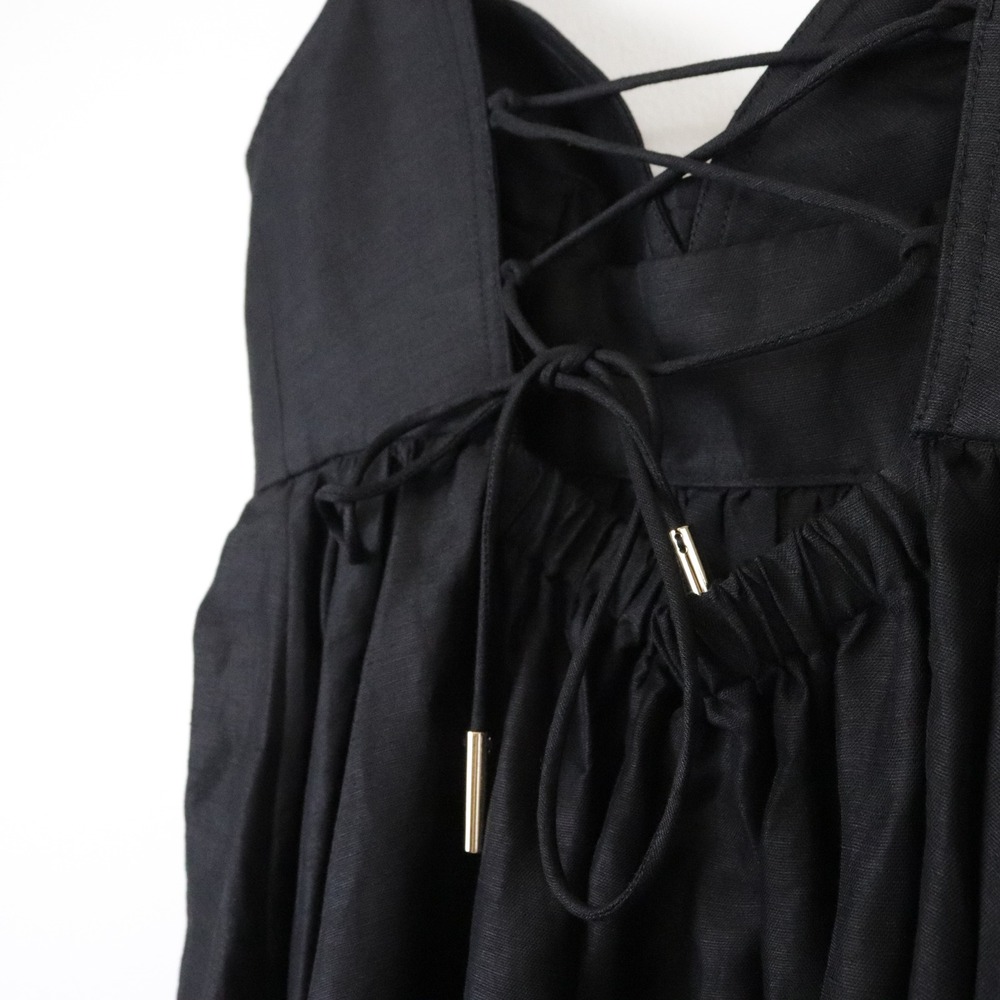 NWT Acler Sandgate Sleeveless A-Line Midi Dress Black Linen Lace Up Back 4 - Picture 7 of 12